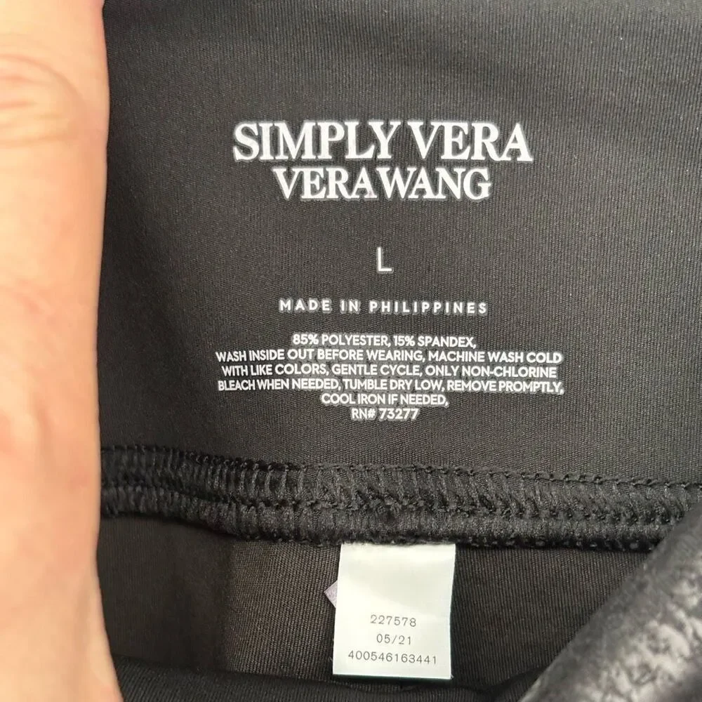 SIMPLY VERA‎ WANG HIGH RISE LIVE-IN FAUX LEATHER SHAPING LEGGING Black Large